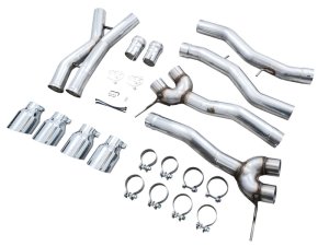 BMW M3 Performance Exhaust - AWE Tuning - Track Edition Cat-Back, Chrome Silver Quad 4.5 in Double-Walled Slash-Cut Tips - Chrome Silver - `21-`27